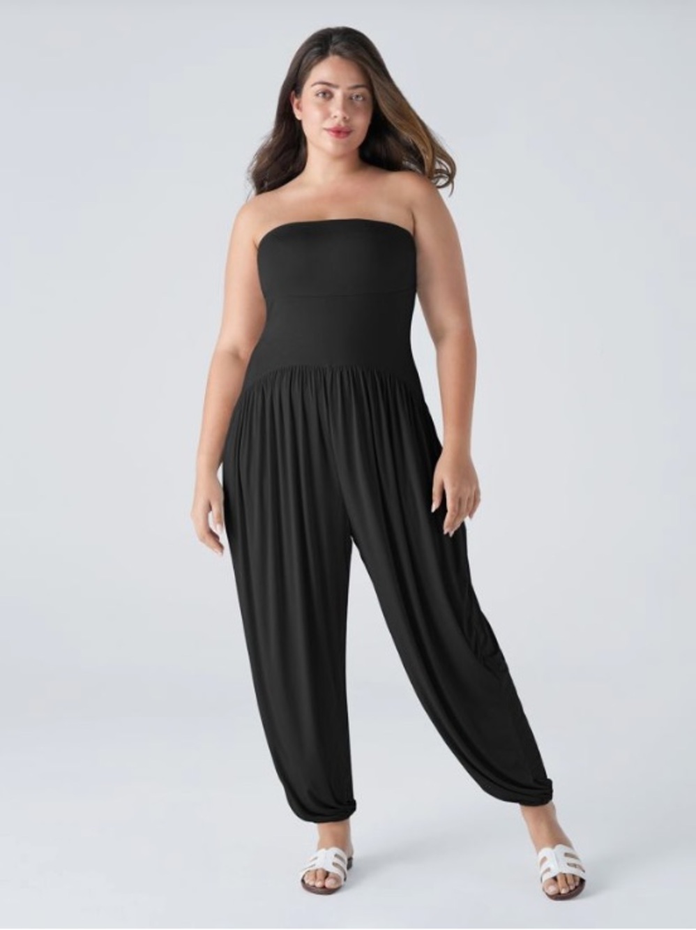 HALARA Ribbed Tube Backless Side Pocket Casual Jumpsuit